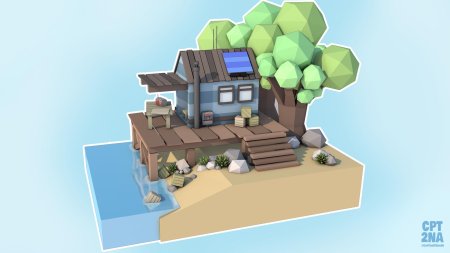 Домик 3д лоу поли