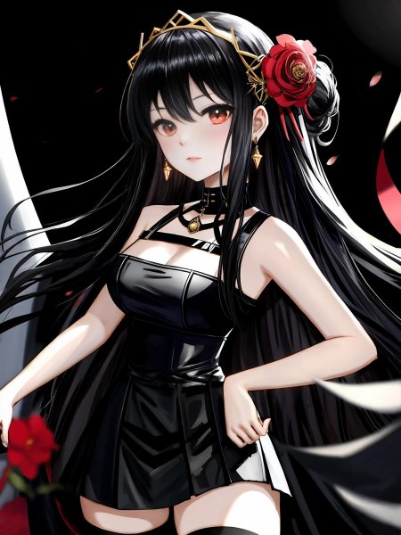 Аниме девушка в черном платье