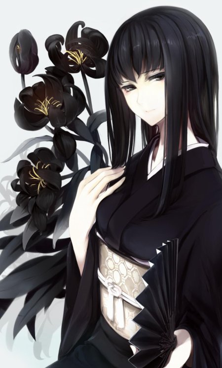 Аниме девушка с черными волосами