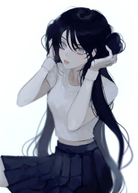 Аниме девушка с черными волосами