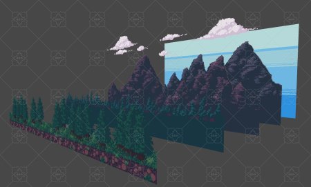 Горы пиксель арт