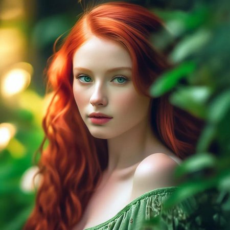 Рыжеволосая девушка с зелеными глазами