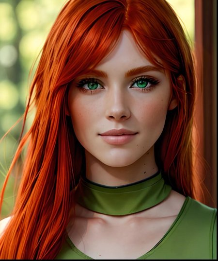 Девушка с рыжими волосами и зелеными глазами