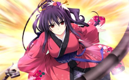 Аниме девушка в кимоно