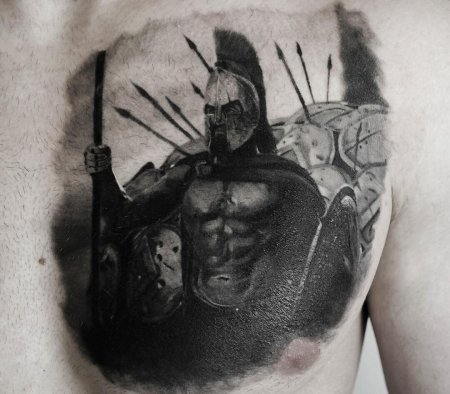 Царь леонид спарта тату