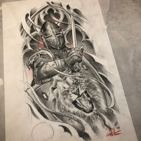 Эскиз тату воин
