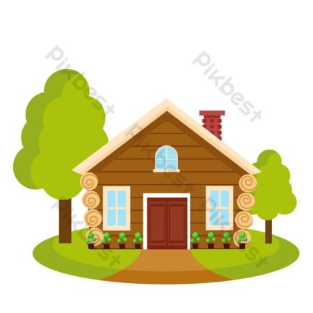 Деревянный домик вектор
