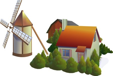 Деревенский домик клипарт