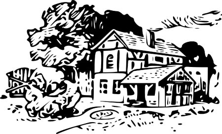 Дом рисунок черно белый
