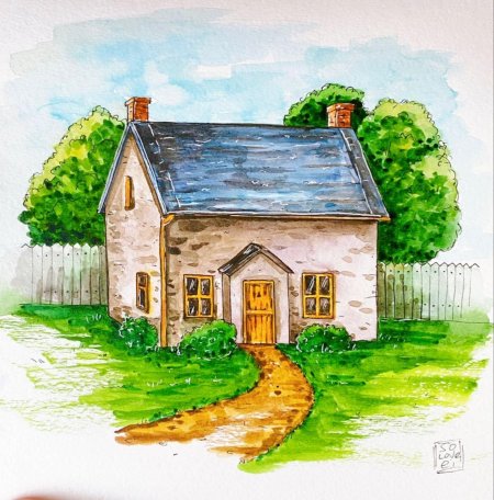 Акварельные домики