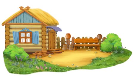 Деревенский домик мультяшный