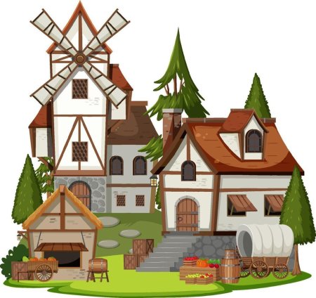 Средневековая деревня вектор