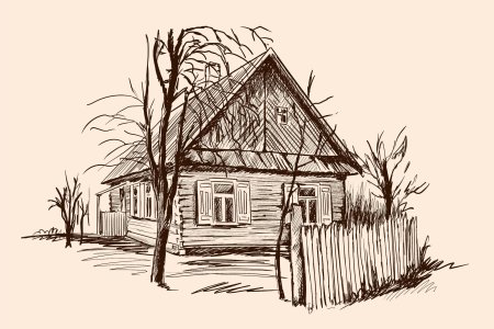 Зарисовки деревенских домиков