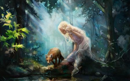 Девушка в лесу арт