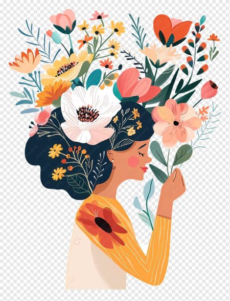 Рисунок девушка с цветами