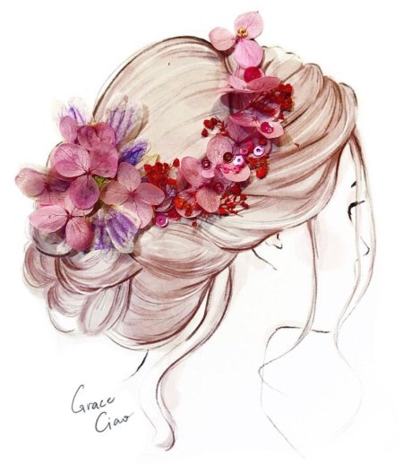 Рисунок девушка с цветами