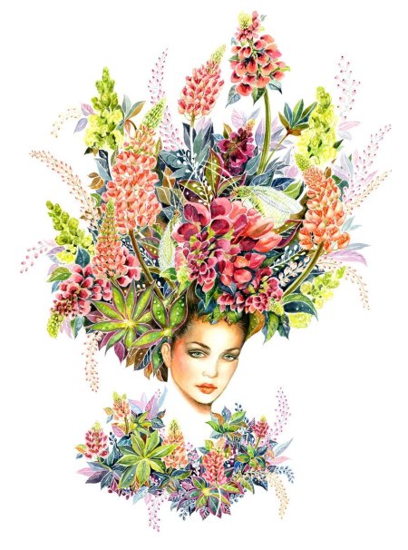 Женщина с цветами рисунок