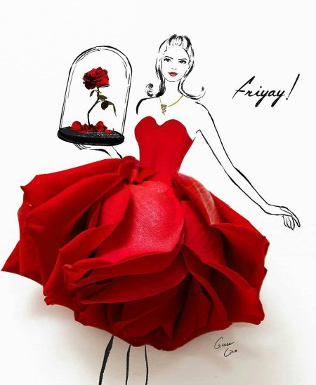 Платье из цветов рисунок