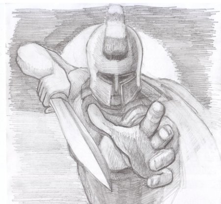Спартанец рисунок карандашом