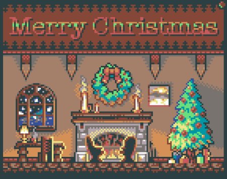 Камин пиксель арт