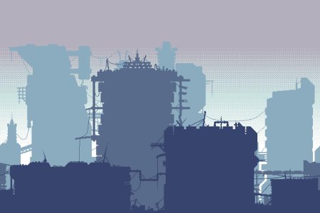 Пиксельный киберпанк город / pixel cyberpunk city