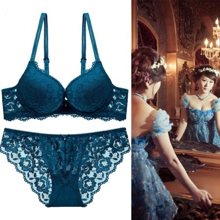Кружевное синее нижнее белье