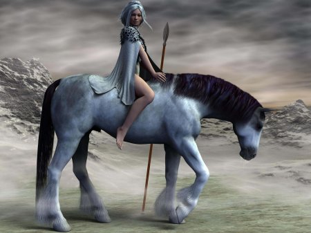 Амазонка верхом на лошади