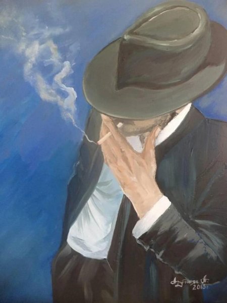 Картина мужчина в шляпе