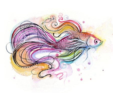 Рыбка акварелью