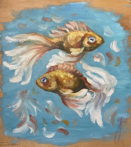 Живопись золотая рыбка сахаров