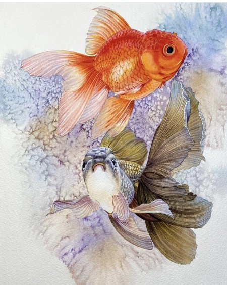 Рыбка акварелью