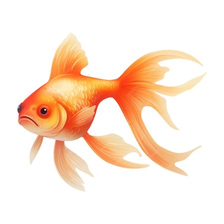 Золотая рыбка на прозрачном фоне
