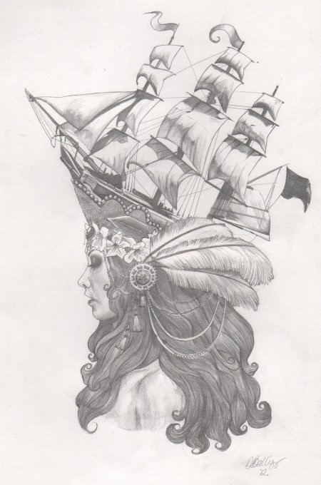 Корабль тату эскиз