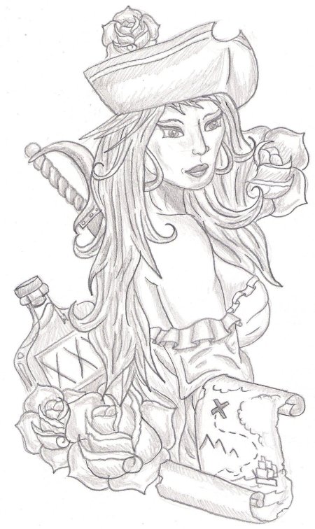 Пиратка эскиз тату