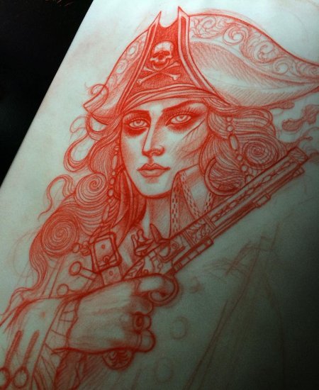 Тату девушка пират