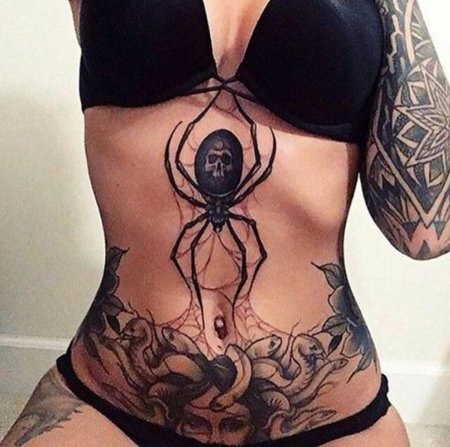 Женские тату на животе