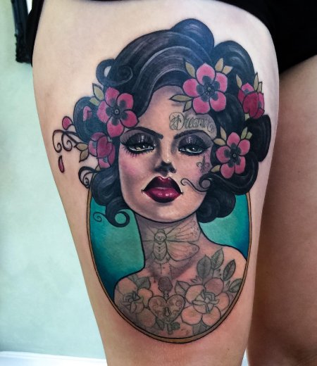 Олдскул тату девушка