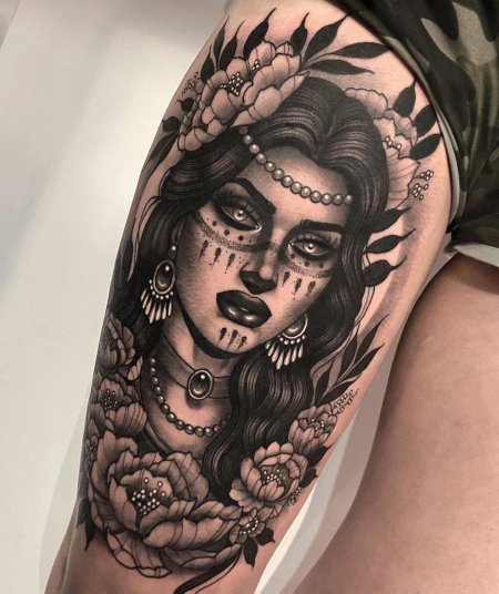 Тату девушка эскиз