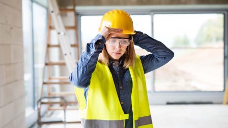 Женщина в каске