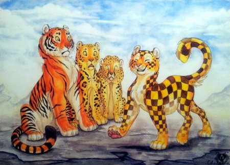 Фурри тигр и леопард