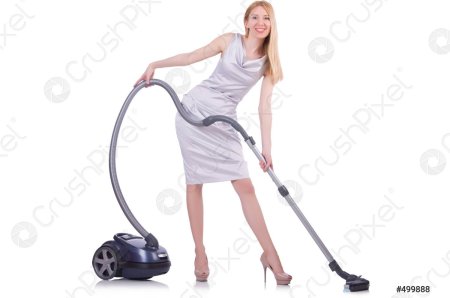 Woman with vacuum cleaner
