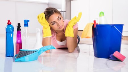 Девушка с бытовой химией