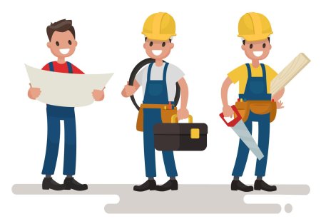 Строитель на белом фоне