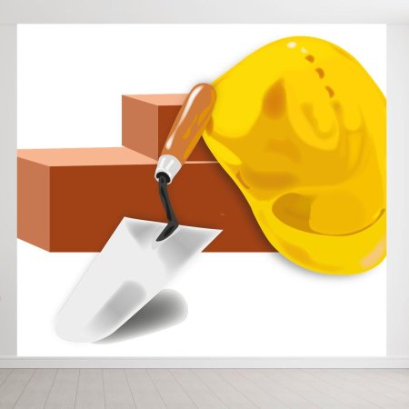 Строительная каска и мастерок