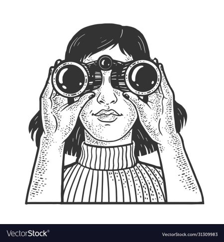 Человек с биноклем вектор