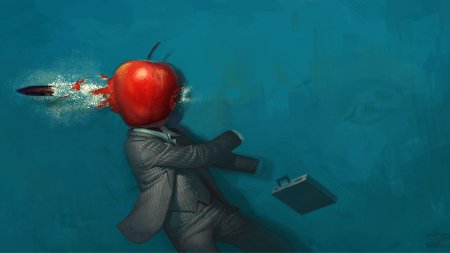 Картина человек с яблоком вместо лица