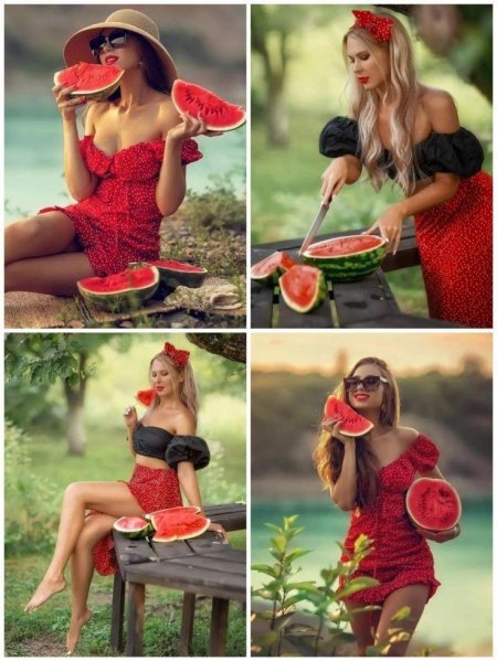 Фотосессия с арбузами девушка