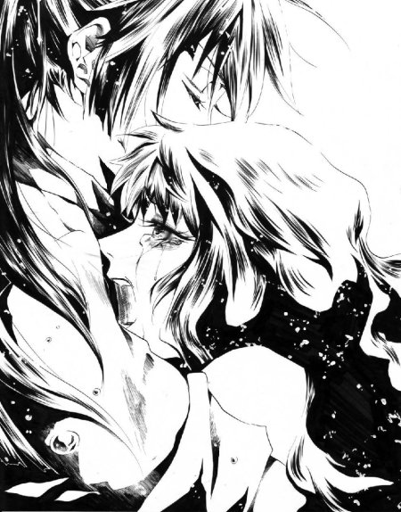 Чёрно белое аниме любовь