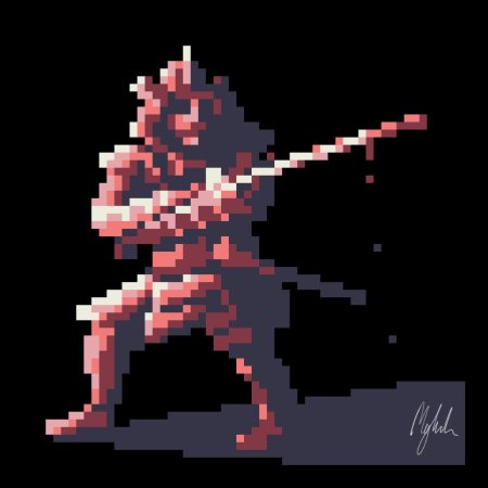 Самурай пиксель арт 16 16