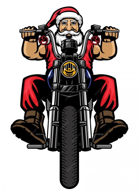 Санта на мотоцикле рисунок